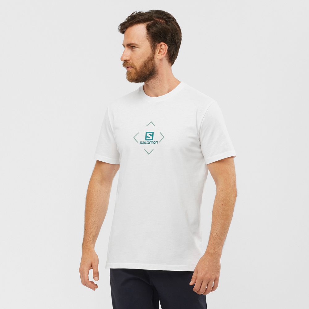 Salomon SALOMON COTTON M Camisetas Hombre - Blancas - Colombia (30798-GSBV)